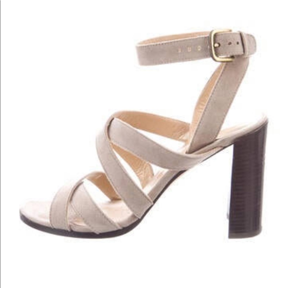 STUART WEITZMAN Grey Suede Strappy Heels
